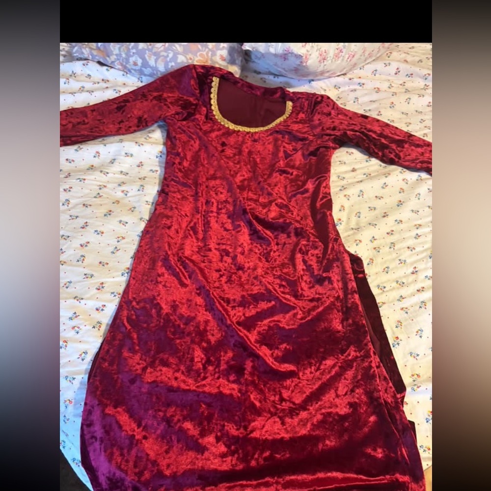 Elegant Red Velvet Dress shalwar khameez set sz 40